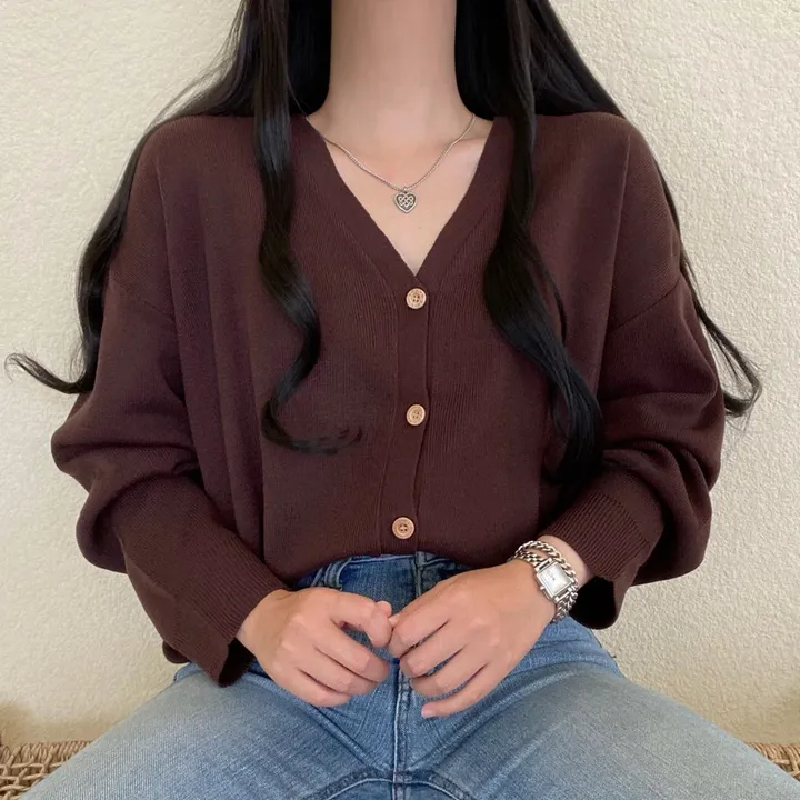 [12컬러/루즈핏] 복숭아 브이넥 단추 긴팔 가디건 상세 이미지 18