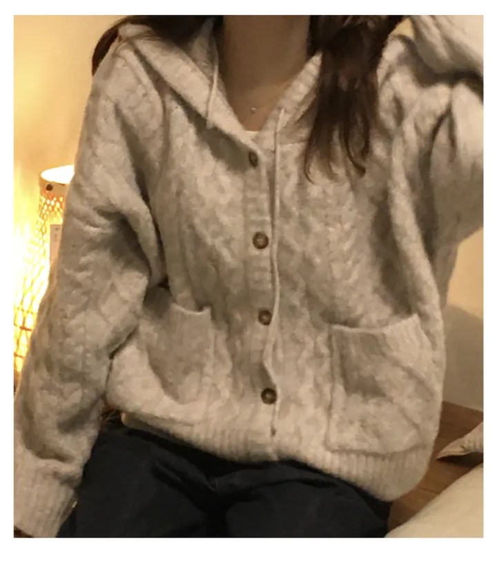 [포근한 무드] 폭닥 니트 후드 가디건 (2 color) 상세 이미지 7