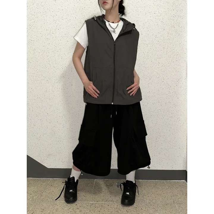 [UNISEX]마일드 루즈 스트링 빅 포켓 카고 버뮤다 드레이닝 와이드 트레이닝 팬츠(3color) 상세 이미지 20