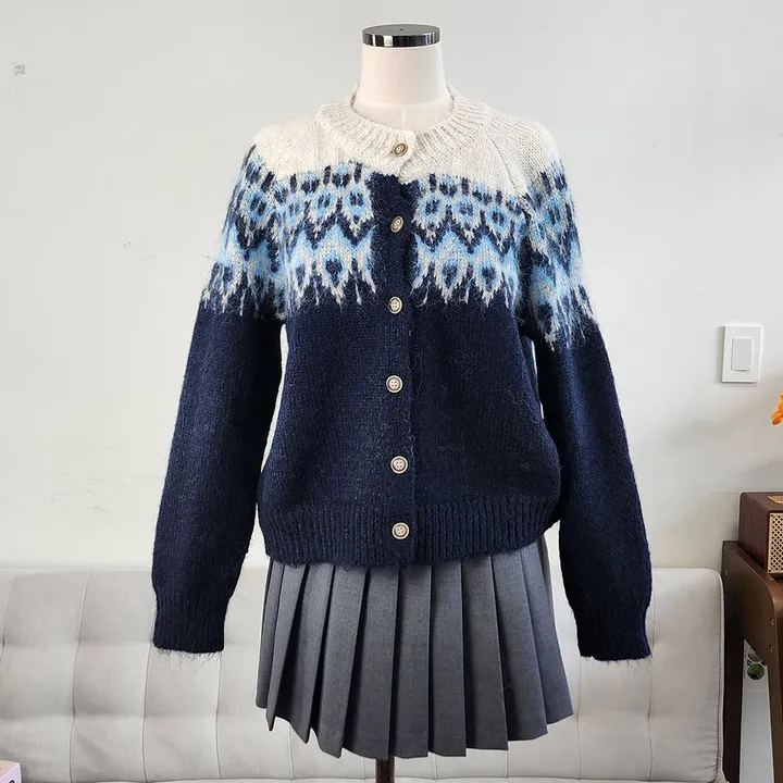 [당일발송] 3Color 앙고라 다이아 노르딕 니트 긴팔 가디건*1363 상세 이미지 21