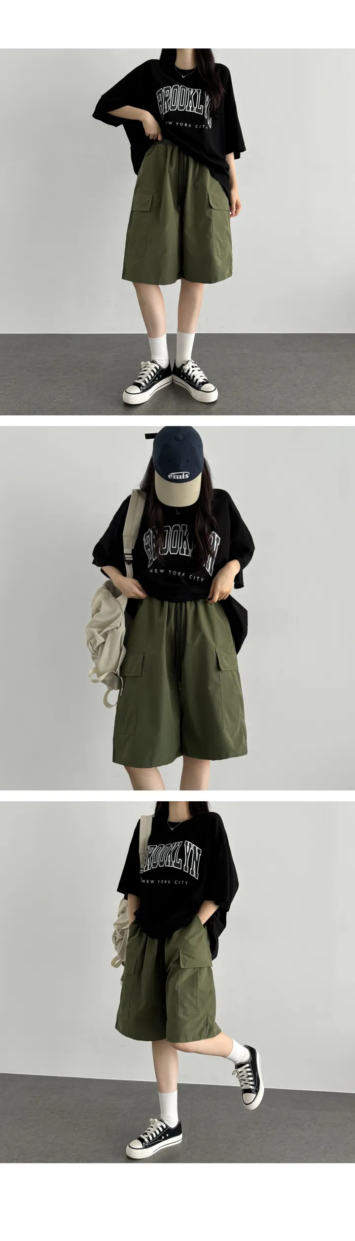 [빈티지/쿨팬츠❄] 나일론 립스톱 버뮤다 카고 팬츠 와이드 냉장고바지 상세 이미지 25