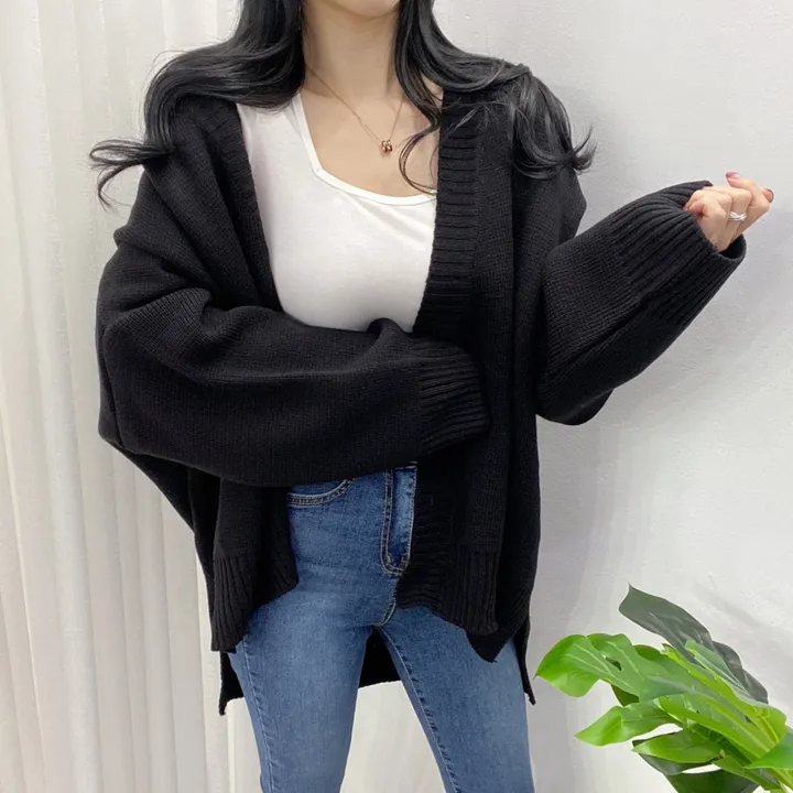 🚀당일발송-레드/블랙🚀[고퀄/데일리룩] 봄🌸 가을 디얼 터크 언발 오버핏 니트 가디건 상세 이미지 47