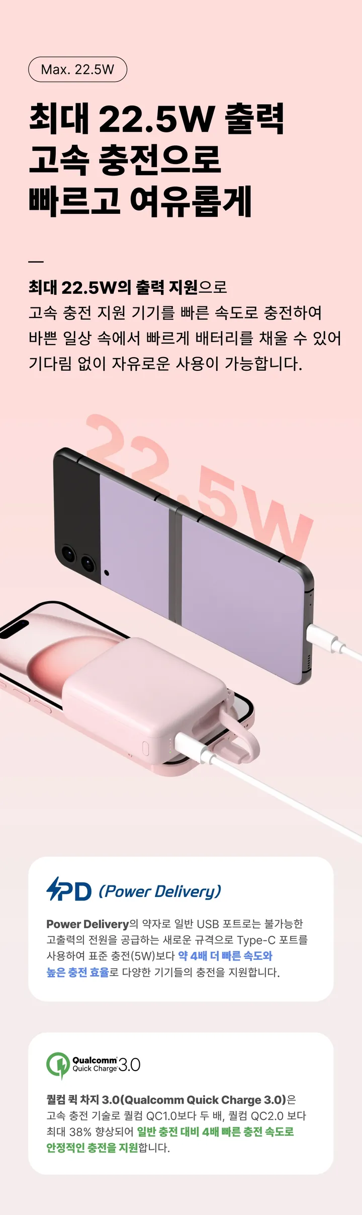 이어맥 22.5w 미니 고속충전 led 보조배터리 10000mah 상세 이미지 14