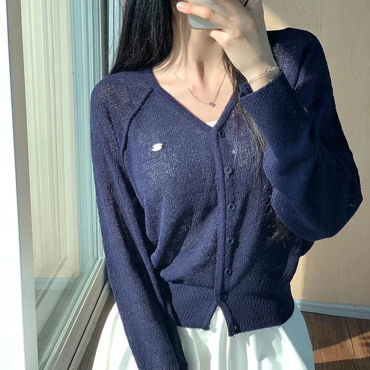 [여름신상💗] 부클 파스텔 팬던트 심볼 브이넥 여름 가디건 - 6color (파스텔/펜던트/와펜/나그랑/긴팔/브로치/쭈리/꾸안꾸/데일리/베이직/그물) 상세 이미지 27