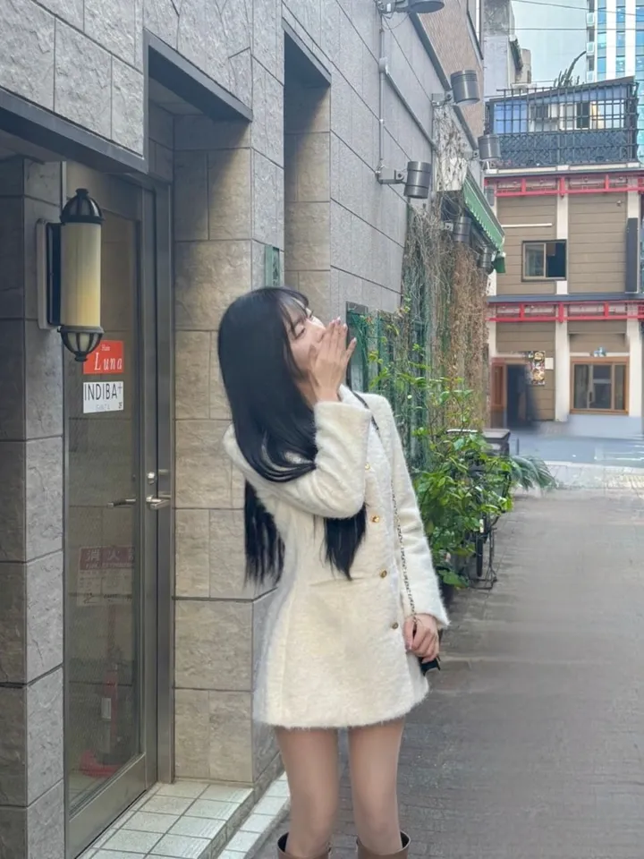 [코트겸원피스💗] 보들보들 연말룩 앙고라 하프 자켓 코트 원피스 상세 이미지 11