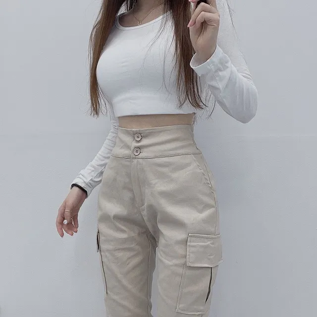 *당일배송!*[핏보장/단독제작]투버튼 올데이 사계절 하이웨스트 뒷밴딩 카고포켓 슬림 조거팬츠 상세 이미지 25