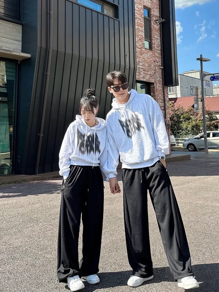 2사이즈/8컬러 커플 후드티 크롭 후드 남녀공용 오버핏 후드티 사이드 스냅 벌룬 팬츠 와이드 스트릿 긴팔 커플티 봄 가을 커플룩 시밀러룩 힙무드 루즈핏 꾸안꾸 트레이닝 세트 락스타 상세 이미지 29