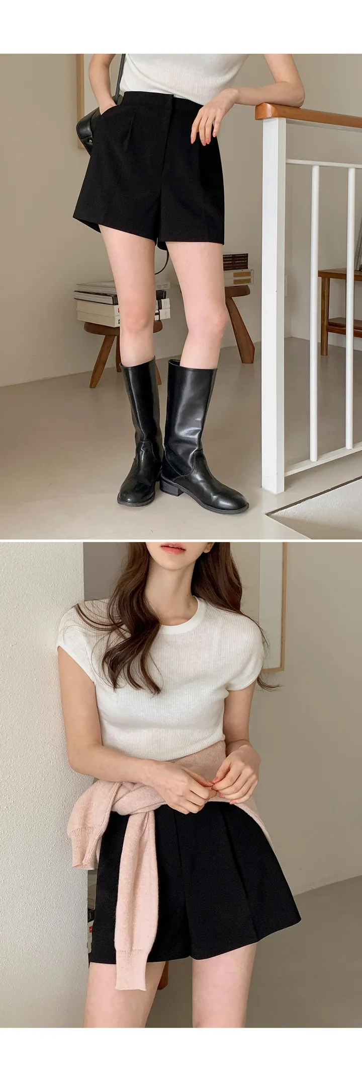 [여름🌿][1만장돌파/XS-XL/반품률ZERO🖤][자체제작] 라이프 쫀득 원핀턱 하프 슬랙스 상세 이미지 67