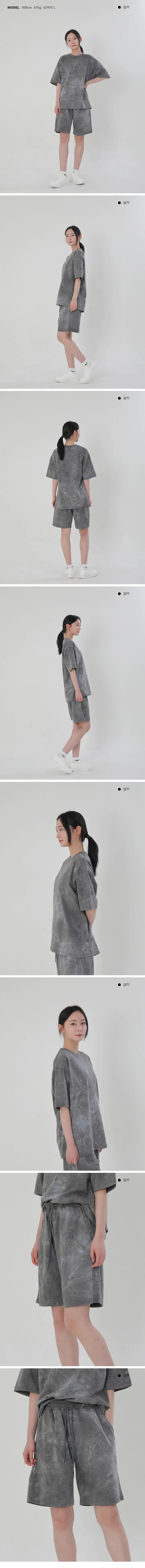 ⛱️여름바캉스준비😎 [단독] 타이다이 물나염 티셔츠 반바지 세트 여름 오버핏 반팔티 트레이닝 복 팬츠 상하의 셋업 휴양지 비치 바캉스 커플 룩 코디 상세 이미지 9