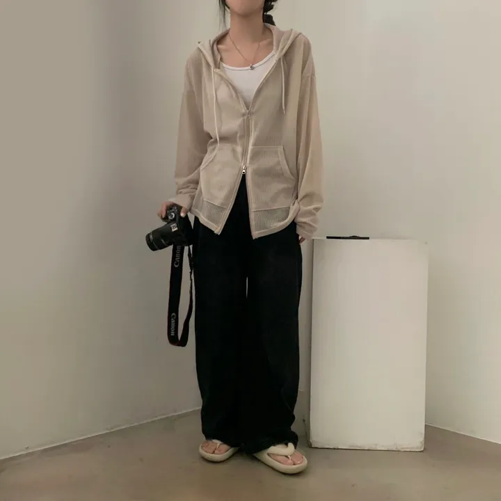 [여름아우터!/은은한비침] 한여름까지 필요한 투웨이 시스루 니트 후드집업,점퍼 - 5color 상세 이미지 27