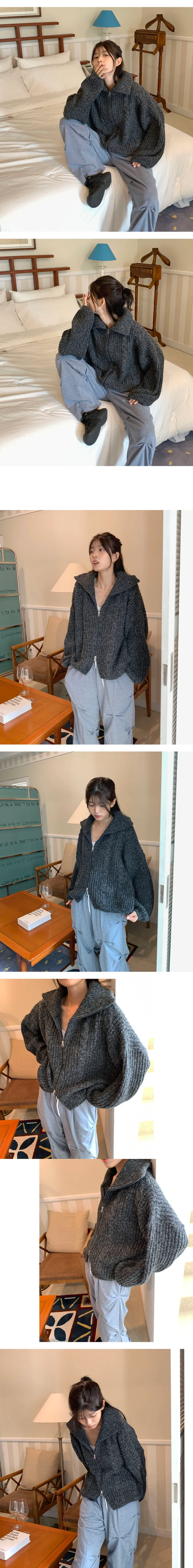 [재진행최저가,핏보장,아방핏,5colors] 꽈배기 투웨이 하이 터틀넥 니트 집업 상세 이미지 2