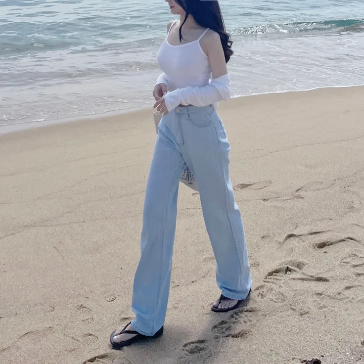 [자체제작/허리쏘옥/기본,롱ver] 후들후들 얇은 썸머 연청 와이드 데님 여름 청바지 롱팬츠 상세 이미지 48
