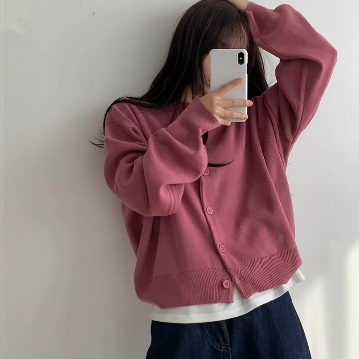 [ 데일리/무려~12컬러 ] 가을 겨울 포포 도톰 라운드 가디건 상세 이미지 3