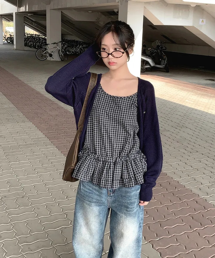 [데일리🫧벚꽃룩] 부코 펜던트 브이넥 니트 가디건 봄 가을 / 벚꽃룩 개강룩 데이트룩 여름가디건 여름니트 클래식블랑 상세 이미지 50
