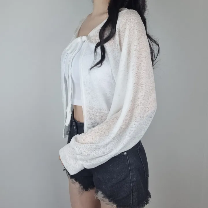 [최저가✨/핏보장] 국내제작 여름 살탐방지 팔뚝커버 리본 볼레로 시스루 여름 가디건 (3color) 상세 이미지 14