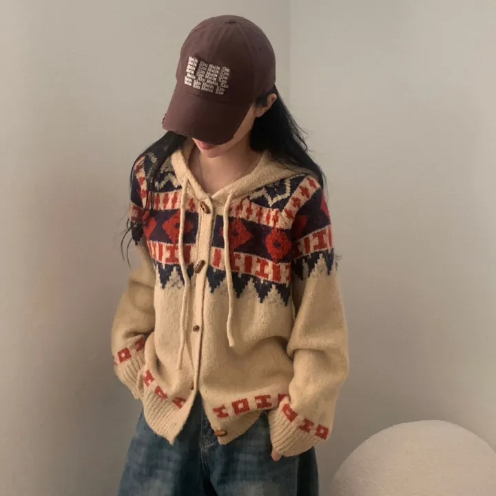 [도톰해요,!] 뉴픽 노르딕 떡볶이 자가드 후드 니트 가디건 - 3color 상세 이미지 26