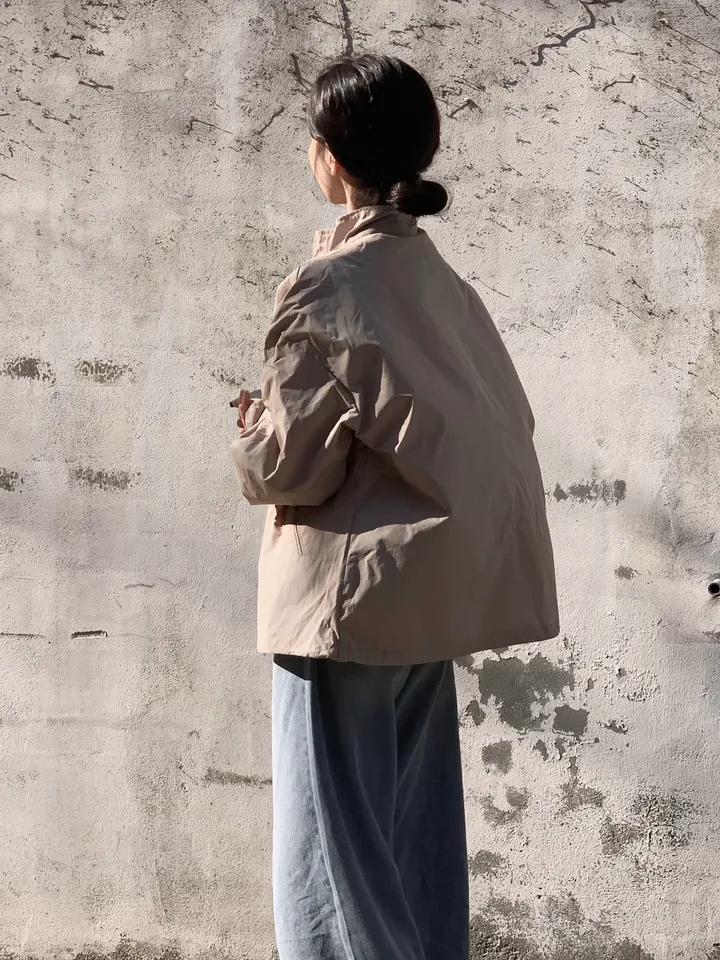 [트렌치 바람막이🤍/아우터맛집!] 트렌치바람막이 야상 하이넥 바람막이 숏트렌치 간절기아우터 데일리룩 숏야상 봄 자켓 오버핏자켓 상세 이미지 6