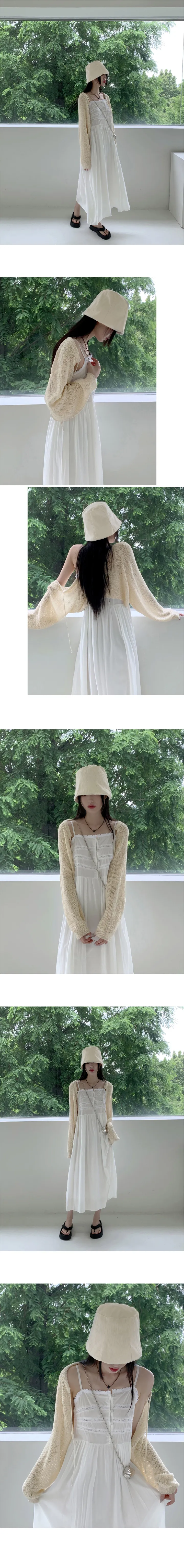 [2천장 판매/6color] 허니 기본 부클 끈 리본 크롭 볼레로 가디건 상세 이미지 8