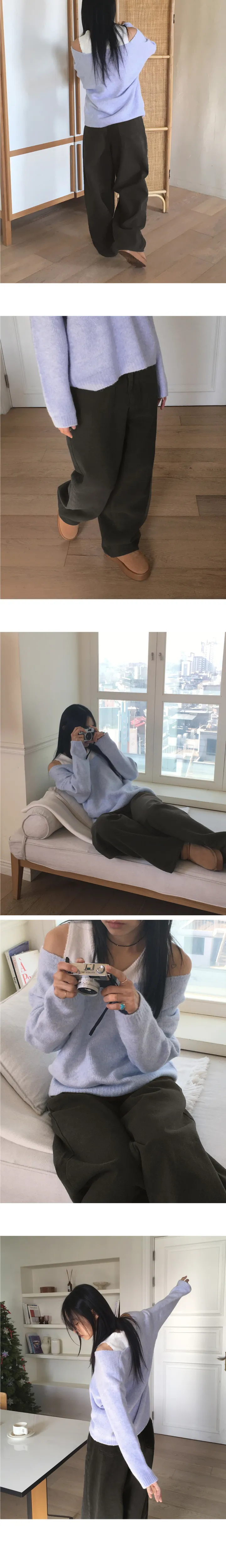 [5col🤎] 폴먼 양기모 와이드 코튼 팬츠 상세 이미지 12