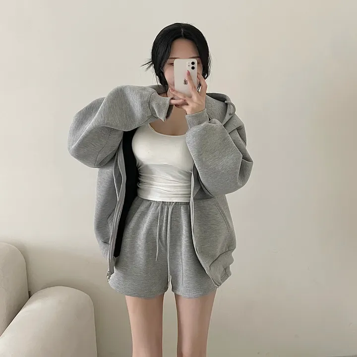 [완강추🩶/도톰고퀄] 쿠션 네오프랜 후드집업 + 반바지 set 상세 이미지 6