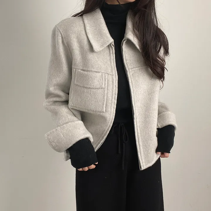 (오버핏,울100) 보들 데일리 핸드메이드 숏코트 상세 이미지 24