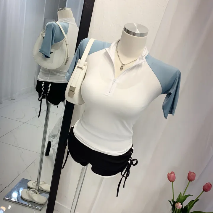 나그랑 배색 반집업 반팔 래쉬가드 상의 [국내제작/3컬러] 상세 이미지 26