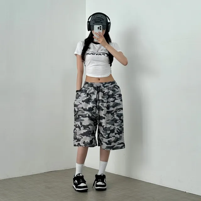 1+1할인 [힙무드/완전편해] 카모플라주 패턴 카고 5부 밴딩 버뮤다 숏팬츠 상세 이미지 8