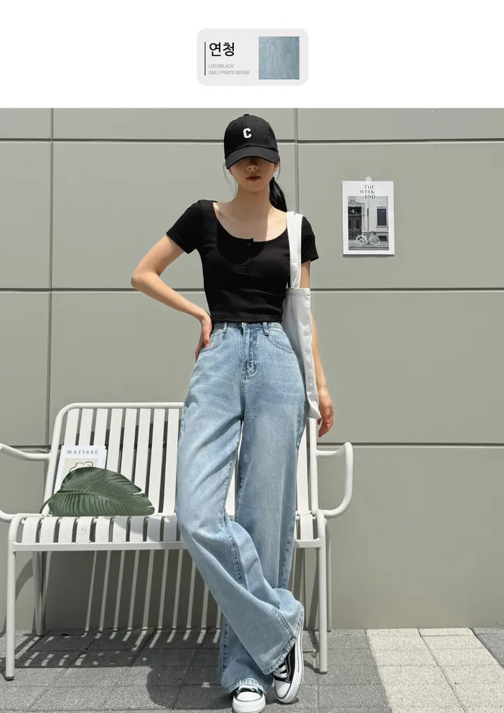 [3단기장/~2XL/6color/핫아이템]노수선와이드기획데님팬츠 상세 이미지 38