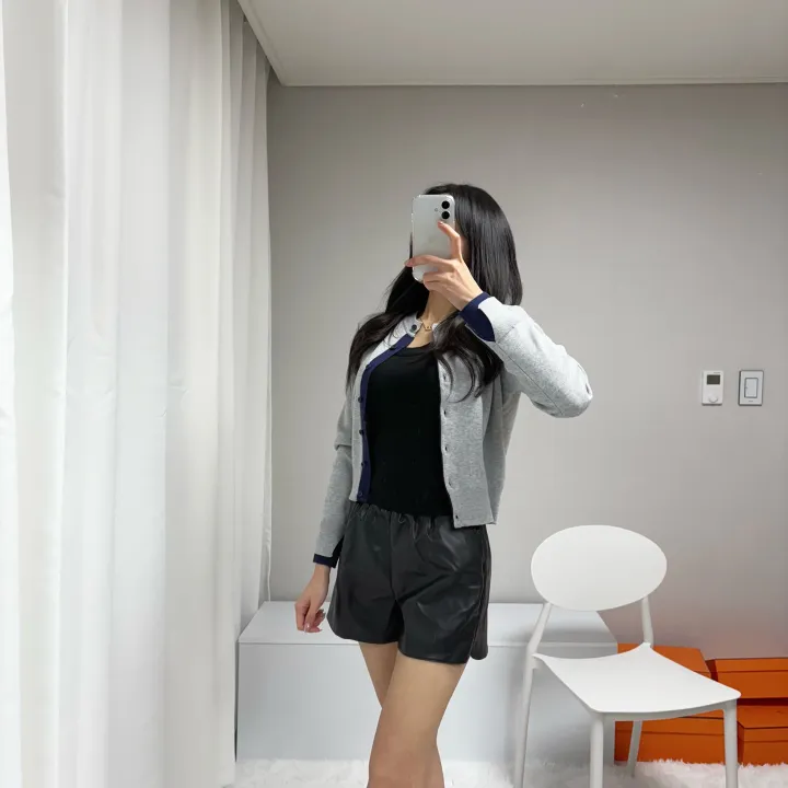 *원단최고, 포인트룩* 라인 배색 라운드 니트 가디건 상세 이미지 14
