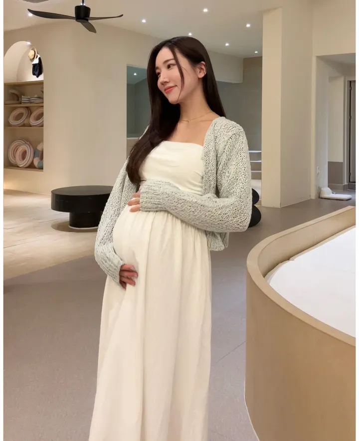 요거트 그물 니트 임산부가디건 파스텔 상세 이미지 32