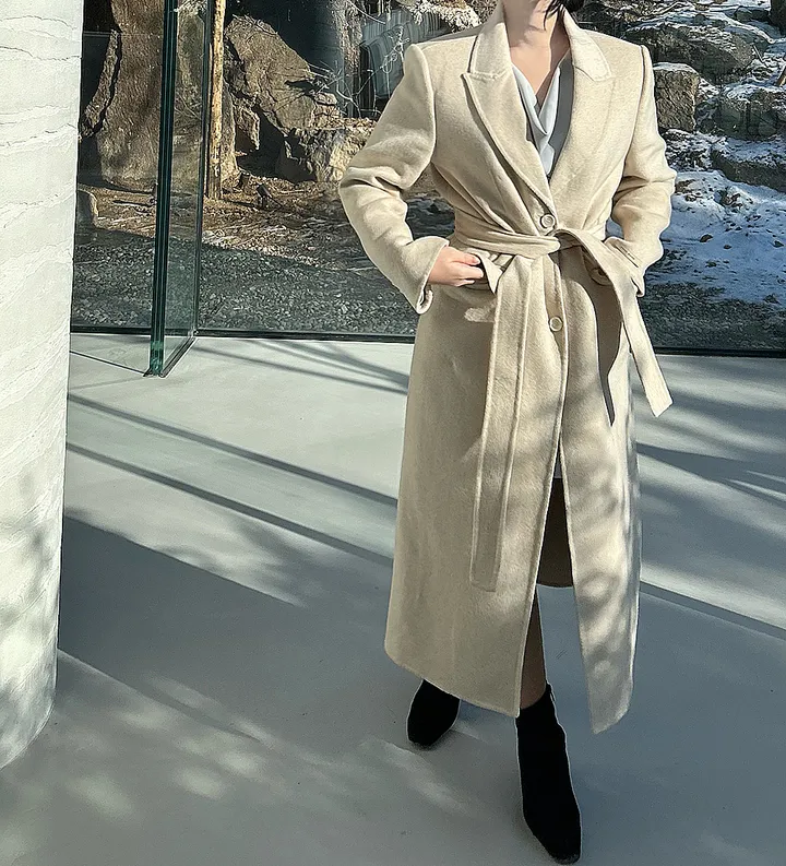[최저가 진행! 패딩조끼 SET] 브리앙 울 90% 핸드메이드 누빔 벨트 패딩 안감 탈부착 고급 롱 코트 상세 이미지 4