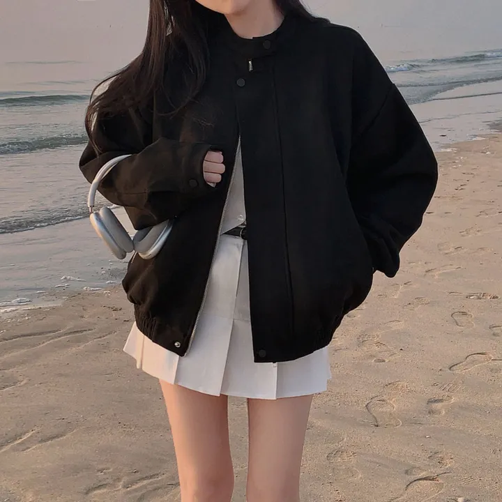 [오버핏!🖤/주문폭주✨]모던 바이커 스웨이드 아방 블루종 오버핏 자켓 상세 이미지 9