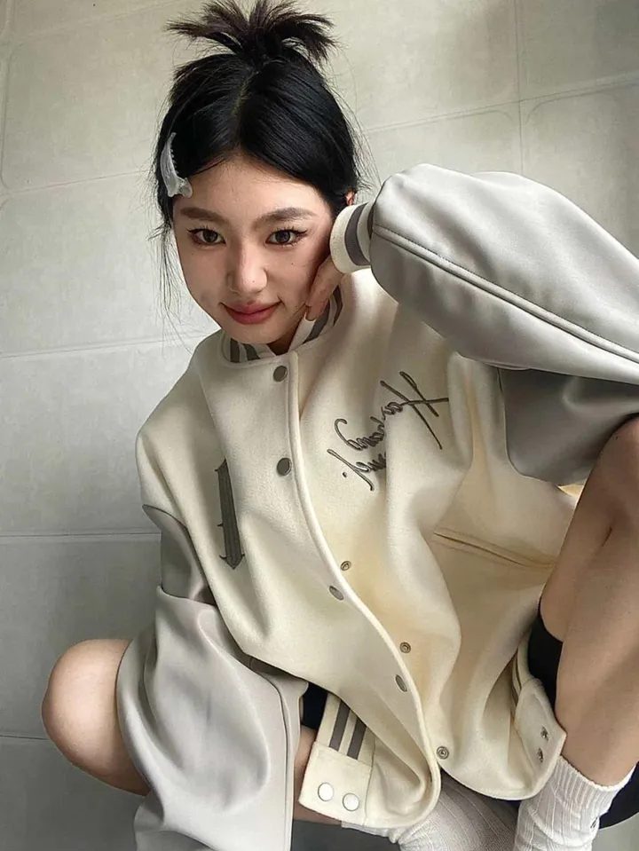 레더소매 스트릿 야구점퍼/M~2XL(40~87)KG/COLOR화이트/LBB1089 상세 이미지 4