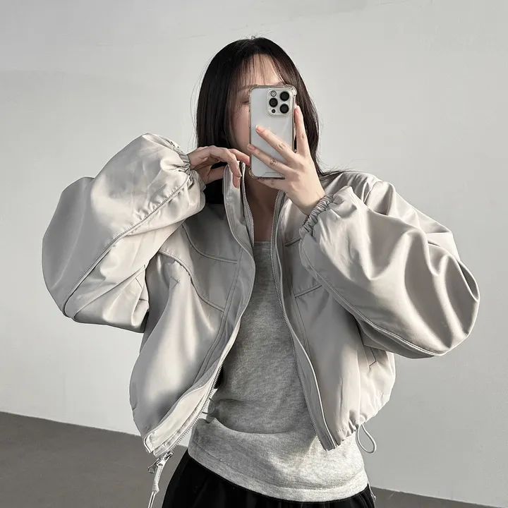당일출고🚀[quality/도톰] 하이넥 파이핑 고프코어 루즈핏 스트링 바람막이 점퍼 3color 상세 이미지 25