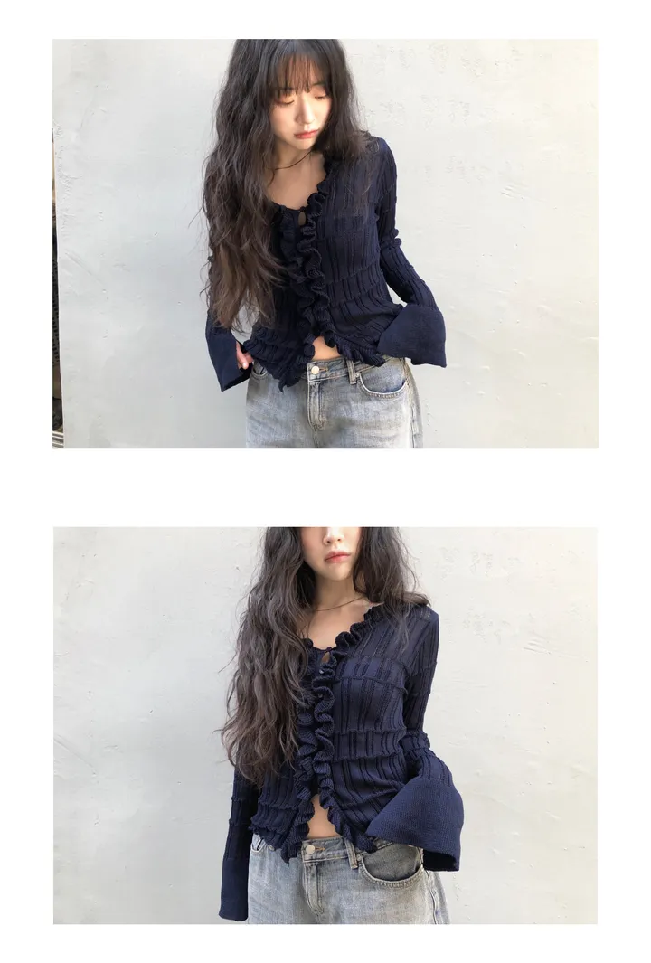 ruffle lyocell knit cardigan (2color) / 러플 라이오셀 니트 가디건 상세 이미지 15