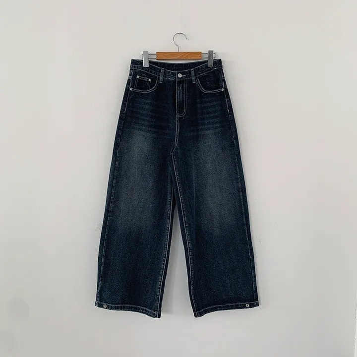 [숏,기본,롱/~XL/핏보장💙*밑단스냅단추 투웨이* 워싱 와이드데님] 헤이브밑단스냅와이드데님 상세 이미지 51