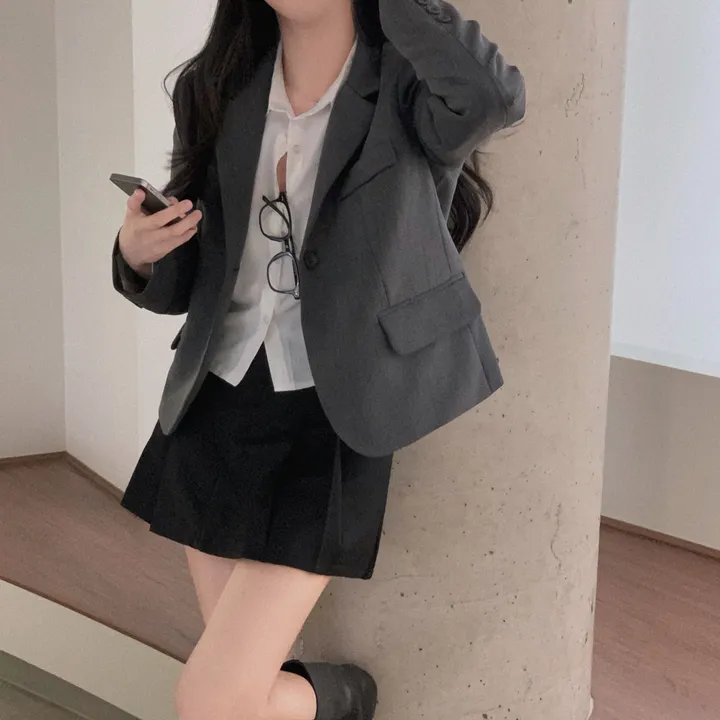 [봄자켓 종결!/🌸신상!]으른핏 클래식 원버튼 카라 포켓 베이직 숏자켓 상세 이미지 15