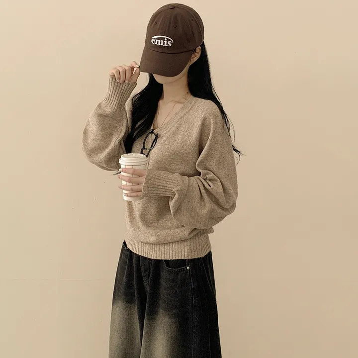 [얇은봄VER/리얼인생핏!] 여리여리~ 베이직 브이넥 나그랑 루즈핏 긴팔 봄니트 상세 이미지 19
