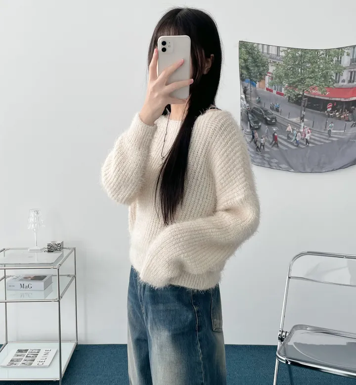 Pine leaf boat nect crop knit 상세 이미지 35