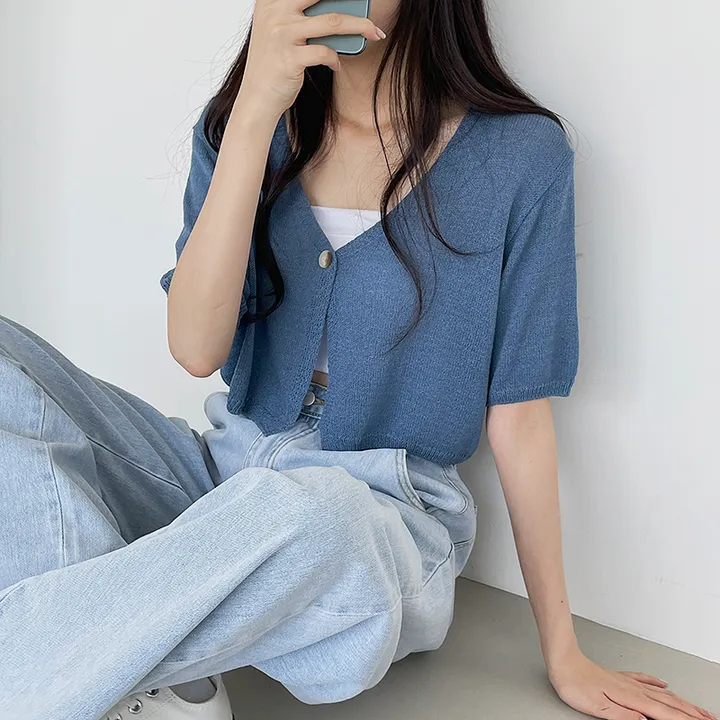 *묶음할인[여름아우터/팔뚝살도커버!] 원 버튼 니트 볼레로 상세 이미지 22