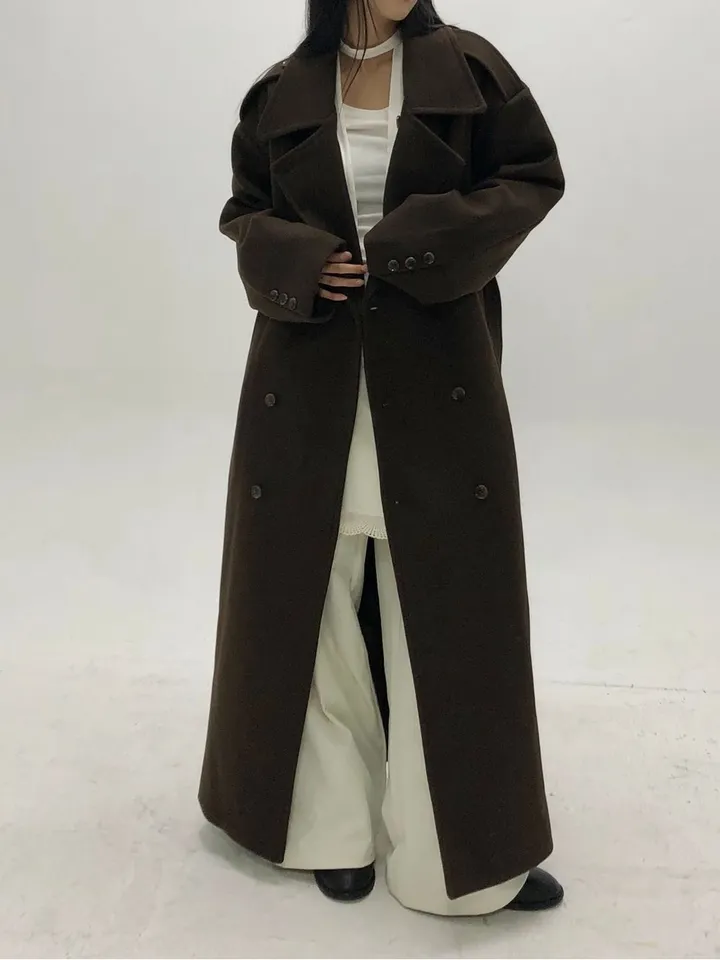[Unisex] Mael maxi coat (3co) / 울 오버 루즈핏 누빔 안감 벨트 맥시 코트 상세 이미지 8