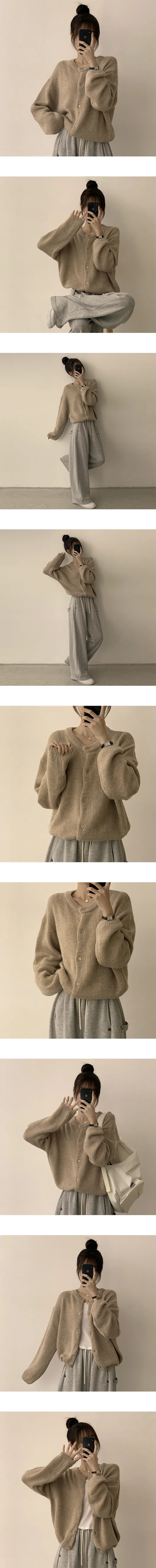 [울 함유/뽀송/후기극찬!] 미미 알파카 라운드 긴팔 루즈핏 베이직 겨울 오버핏 봄 기본 가디건 4color 상세 이미지 4