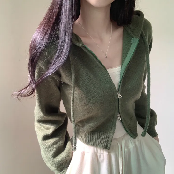 [아방핏🌈/7color] 레인보우 도톰 투웨이 크롭 니트 후드집업 가디건 도톰가디건 가디건 상세 이미지 6