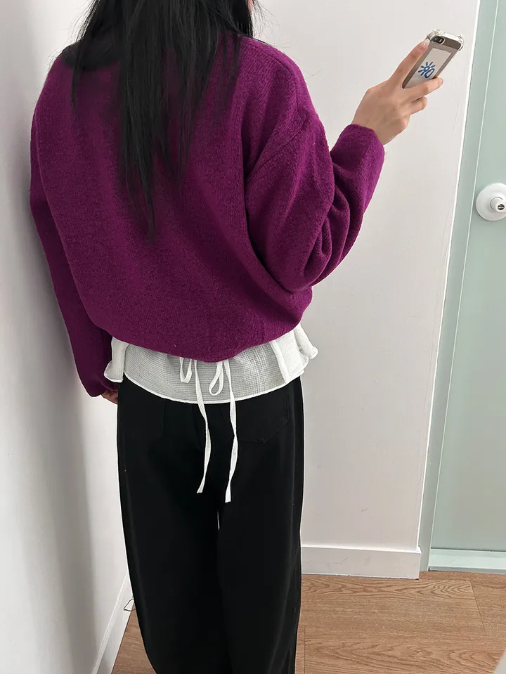 MD픽💜 엘가 라운드 세미크롭 니트 가디건(9color) 상세 이미지 22
