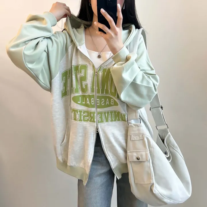 오늘출발🤎 [오버핏/투웨이~] 스테이트,오버핏 레터링 투웨이 배색 후드 집업 [4color] 상세 이미지 37