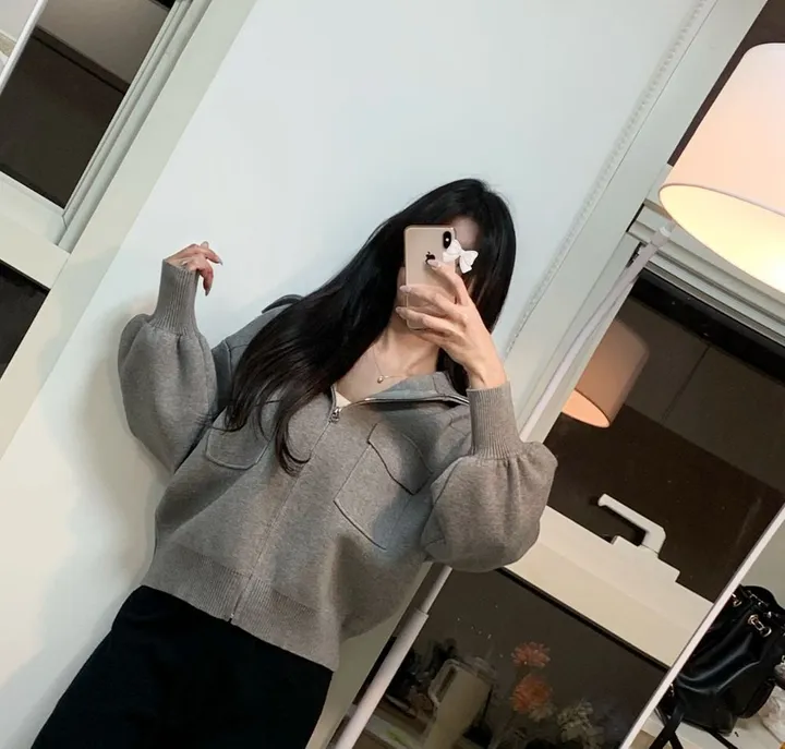 봄신상 고퀄리티 벌룬소매 아방핏 집업니트가디건  4COLOR 상세 이미지 29