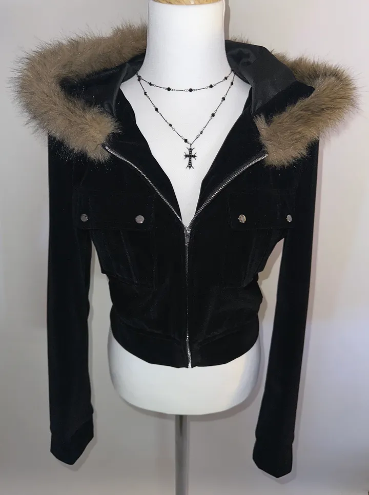 velvet fur hood  jacket- 벨벳 퍼 후드 자켓 2color (힙, 스트릿, 유니크, 크롭, y2k, 빈티지, 퍼, 집업, 후드집업) 상세 이미지 48