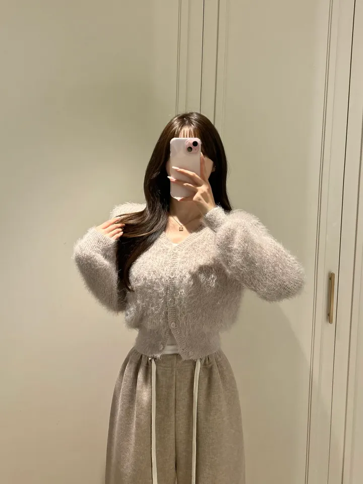[데일리/청순여리] 앙고라 세미크롭 니트 가디건 봄신상 봄가디건 (6color) 상세 이미지 3