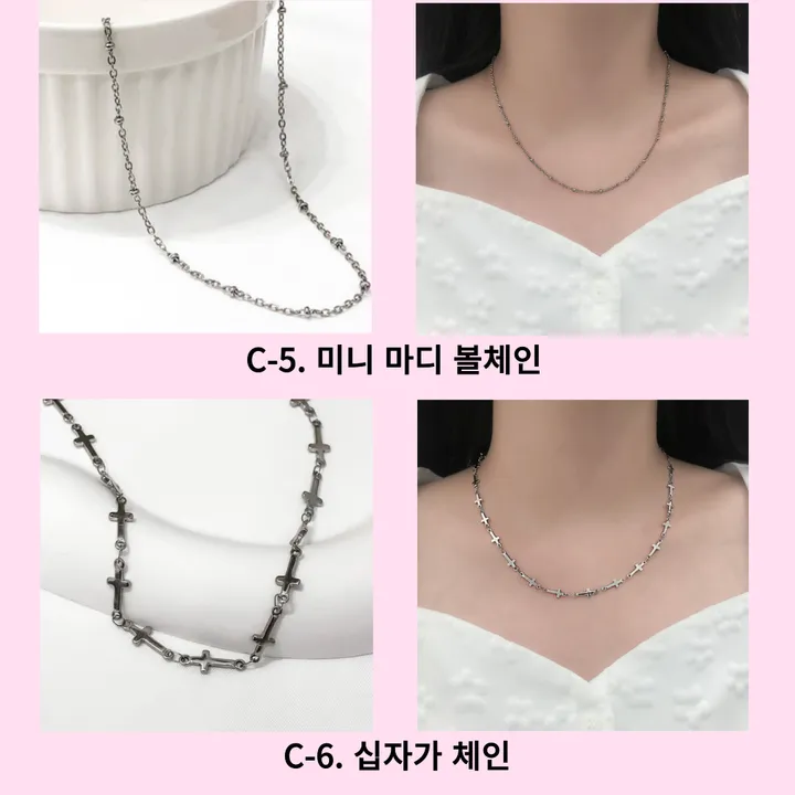 51종 써지컬 스틸 체인 목걸이 모음전 하트 별 달 스마일 오닉스 자개 리본 클로버 행운 꽃 십자가 왕관 나비 번개 고래꼬리 고래 엔틱 나비 레터링 열쇠 큐빅 링 물방울 코인 기본 상세 이미지 33