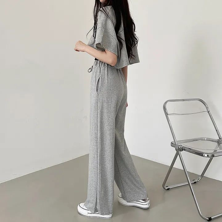 *묶음할인[반팔ver./쓰리세트가격!!] 브루프린팅 오버핏 크롭반팔티+나시+일자와이드핏 밴딩팬츠 트레이닝세트 상세 이미지 14